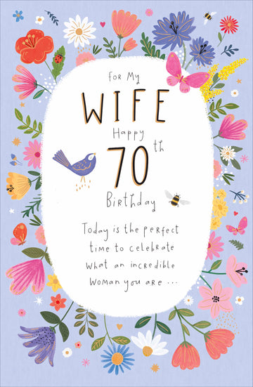 Gibson | Birthday Card 70th Wife | Happy Birthday Gifts | With Envelope