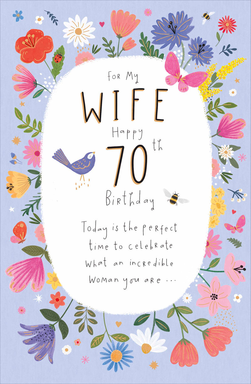 Gibson | Birthday Card 70th Wife | Happy Birthday Gifts | With Envelope