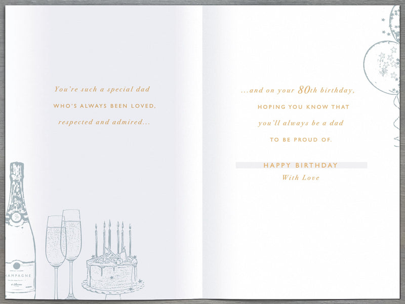 Gibson | Birthday Card 80th Dad | Happy Birthday Gifts | With Envelope