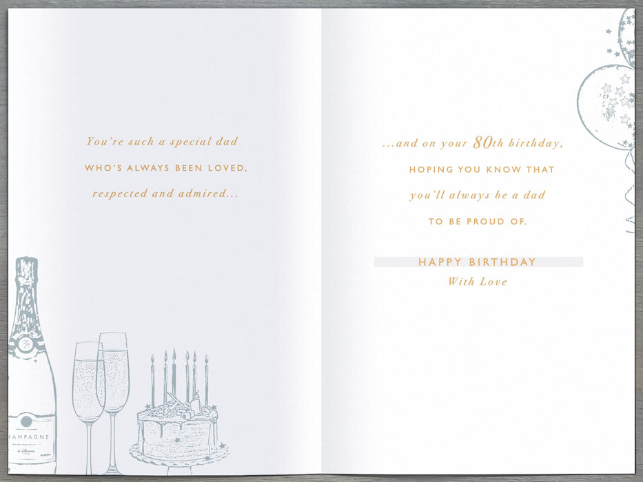 Gibson | Birthday Card 80th Dad | Happy Birthday Gifts | With Envelope
