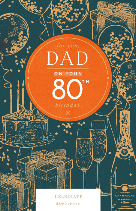 Gibson | Birthday Card 80th Dad | Happy Birthday Gifts | With Envelope