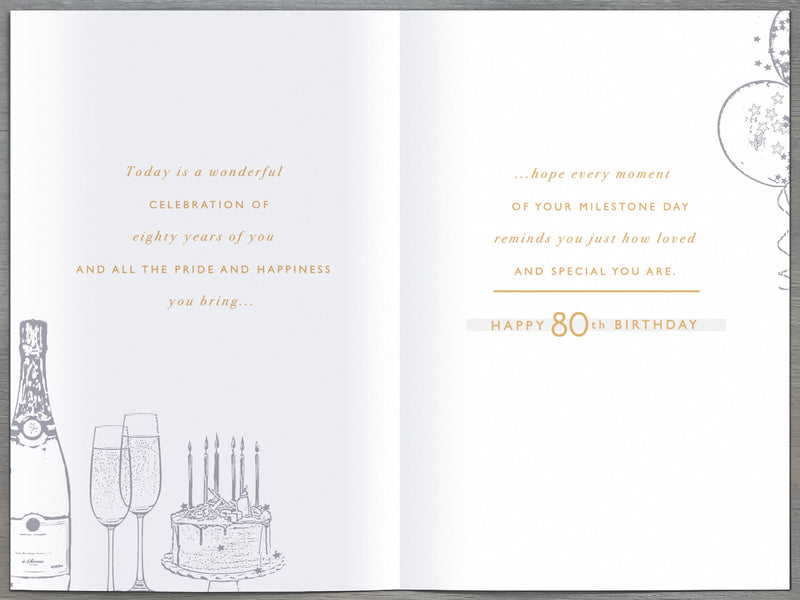 Gibson | Birthday Card 80th Husband | Happy Birthday Gifts | With Envelope