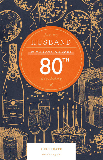 Gibson | Birthday Card 80th Husband | Happy Birthday Gifts | With Envelope