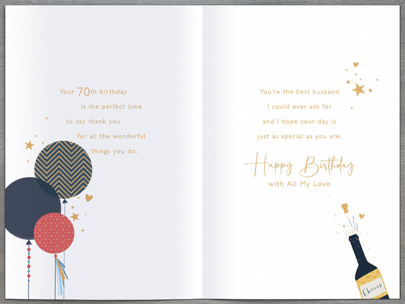 Gibson | Birthday Card 70th Husband | Happy Birthday Gifts | With Envelope