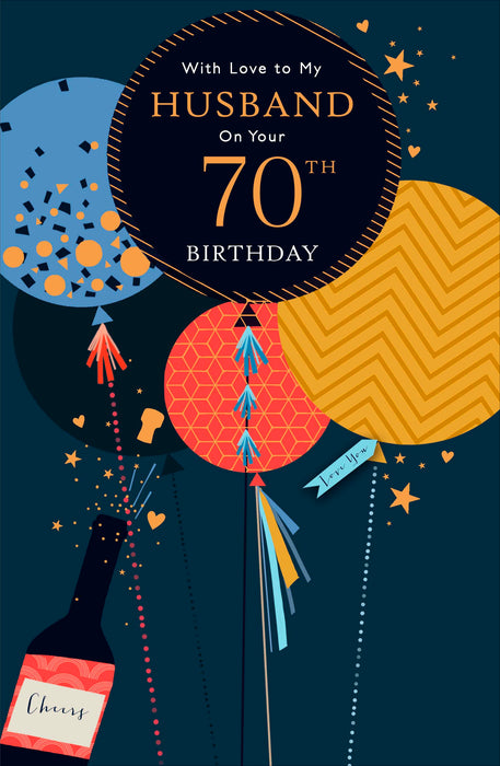 Gibson | Birthday Card 70th Husband | Happy Birthday Gifts | With Envelope