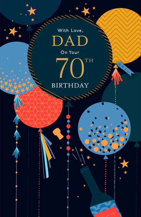 Gibson | Birthday Card 70th Dad | Happy Birthday Gifts | With Envelope