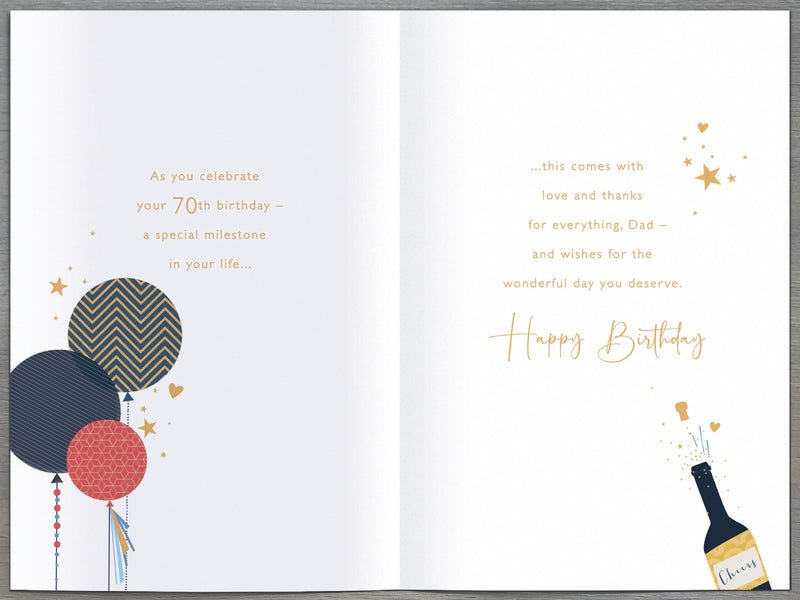 Gibson | Birthday Card 70th Dad | Happy Birthday Gifts | With Envelope