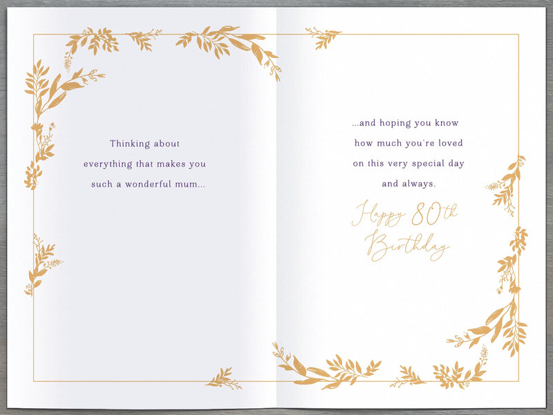 Gibson | Birthday Card 80th Mum | Happy Birthday Gifts | With Envelope