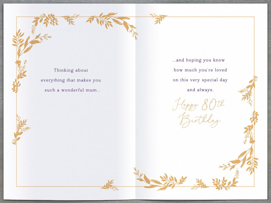 Gibson | Birthday Card 80th Mum | Happy Birthday Gifts | With Envelope