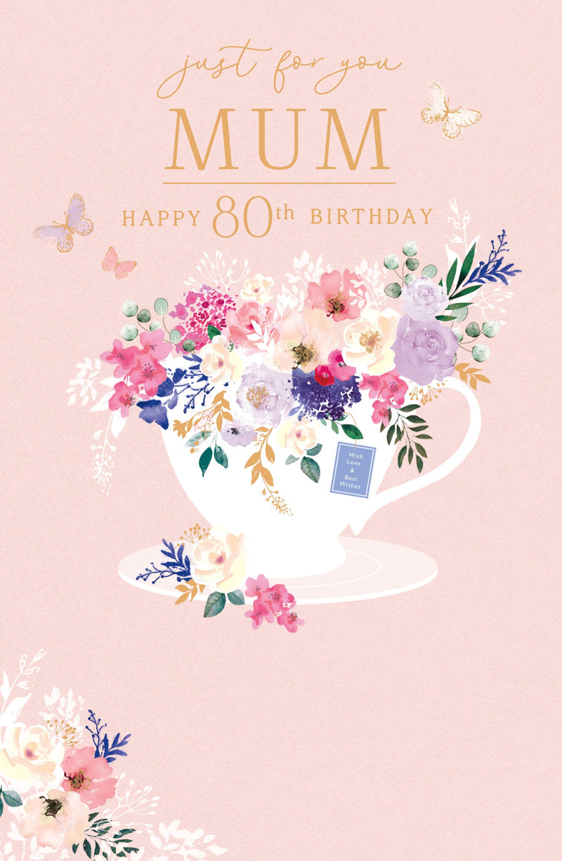 Gibson | Birthday Card 80th Mum | Happy Birthday Gifts | With Envelope