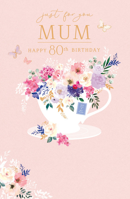 Gibson | Birthday Card 80th Mum | Happy Birthday Gifts | With Envelope