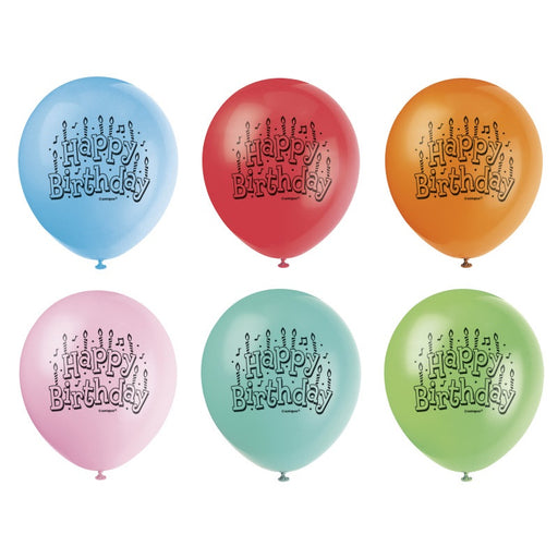 Assorted Colour "Happy Birthday" 9" Latex Balloons 15 Pack