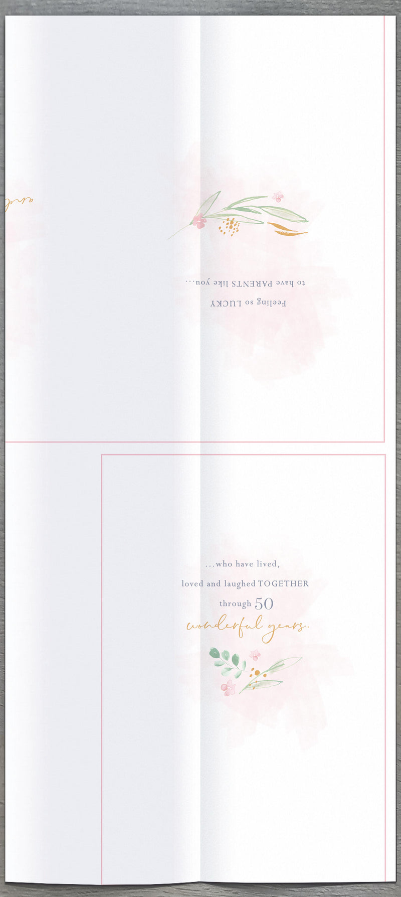50th Wedding Anniversary Card Mum & Dad - inside