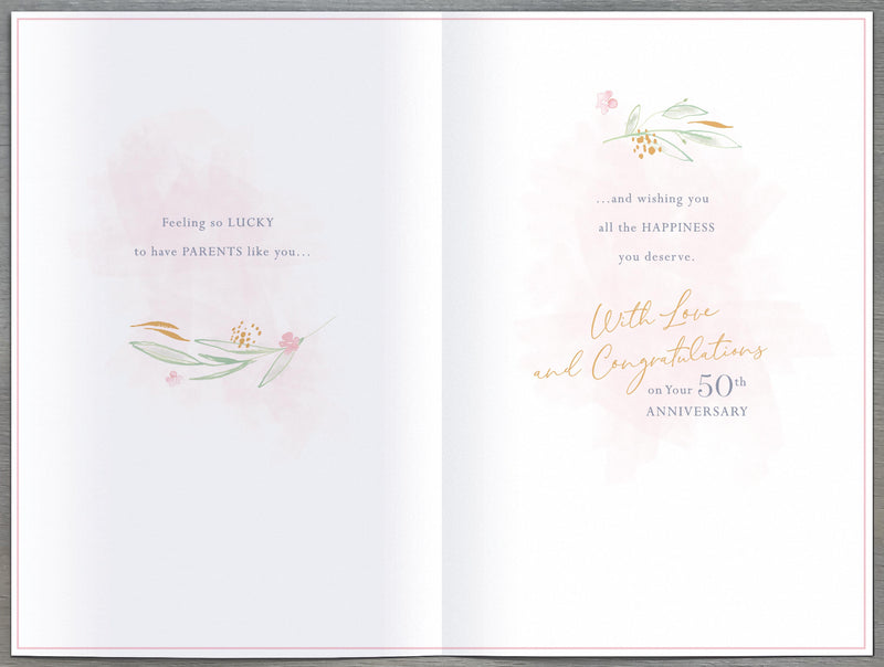 50th Wedding Anniversary Card Mum & Dad - inside