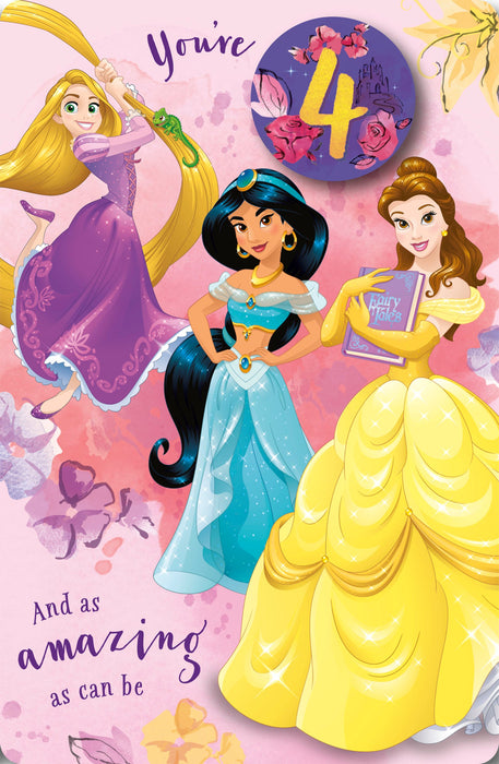 Disney Princess Birthday Card for 4, Juv Design
