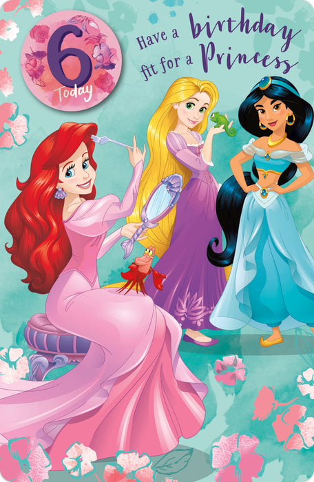 Disney Princess Birthday Card for 6, Juv Design