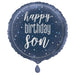 Happy Birthday Son Round 18" Foil Balloon Packaged (Optional Helium Inflation)
