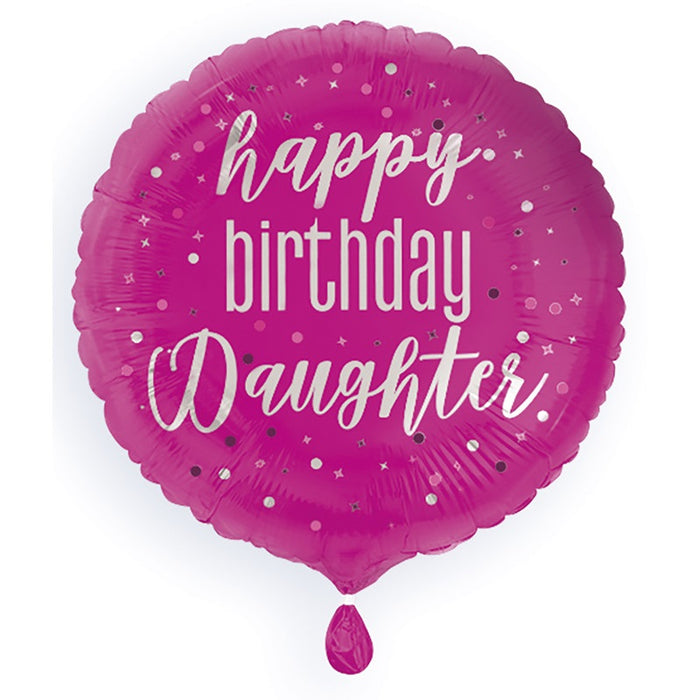 Happy Birthday Daughter Round 18" Foil Balloon Packaged (Optional Helium Inflation)
