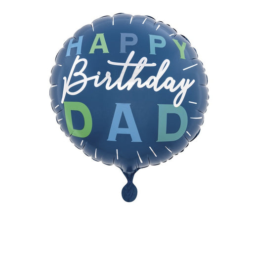 Happy Birthday Dad Round 18" Foil Balloon Packaged (Optional Helium Inflation)