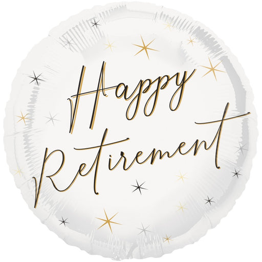 Happy Retirement Round 18" Foil Balloon Packaged (Optional Helium Inflation)