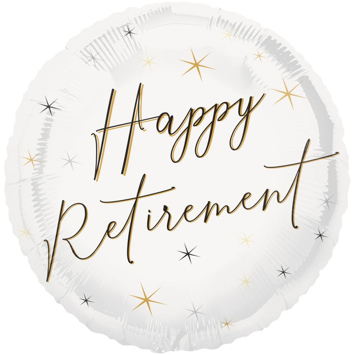 Happy Retirement Round 18" Foil Balloon Packaged (Optional Helium Inflation)