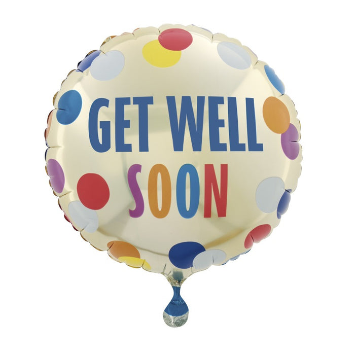 Get Well Soon Round 18" Foil Balloon Packaged (Optional Helium Inflation)