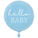 Hello Baby Blue Round 18" Foil Balloon Packaged (Optional Helium Inflation)
