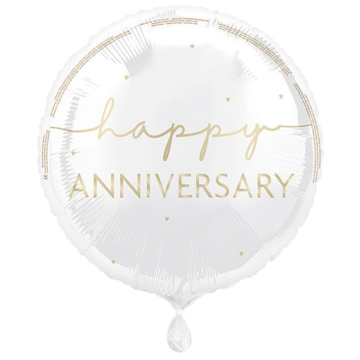 18" Happy Anniversary Foil Balloon Round (Optional Helium Inflation)