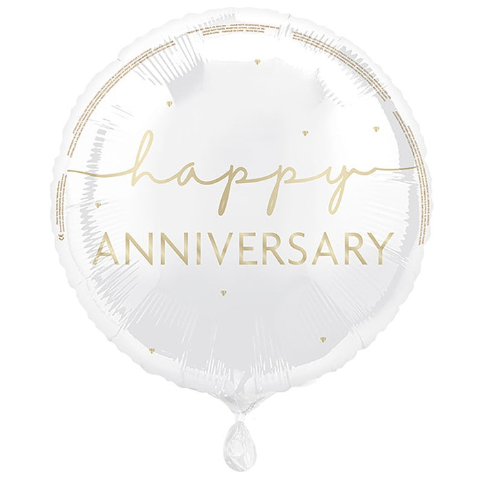 18" Happy Anniversary Foil Balloon Round (Optional Helium Inflation)