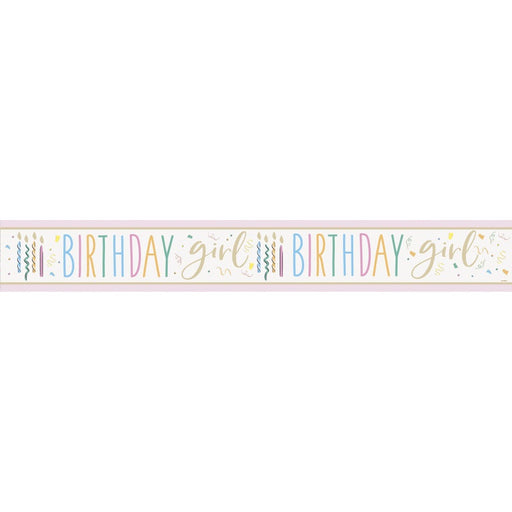 Happy Birthday Girl Foil Banner 9 ft