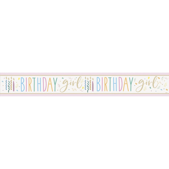 Happy Birthday Girl Foil Banner 9 ft