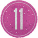 18" Glitz Pink Age 11 Prism Foil Balloon Round (Optional Helium Inflation)