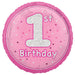 18" Glitz Pink Age 1 Prism Foil Balloon Round (Optional Helium Inflation)