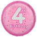 18" Glitz Pink Age 4 Prism Foil Balloon Round (Optional Helium Inflation)