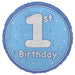 18" Glitz Blue Age 1 Prism Foil Balloon Round (Optional Helium Inflation)