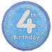 18" Glitz Blue Age 4 Prism Foil Balloon Round (Optional Helium Inflation)