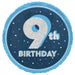 18" Glitz Blue Age 9 Prism Foil Balloon Round (Optional Helium Inflation)