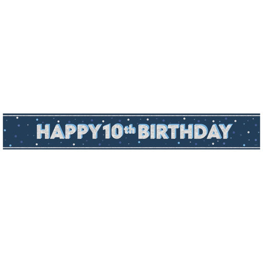 Glitz Blue Age 10 Prism Foil Banner 9 ft