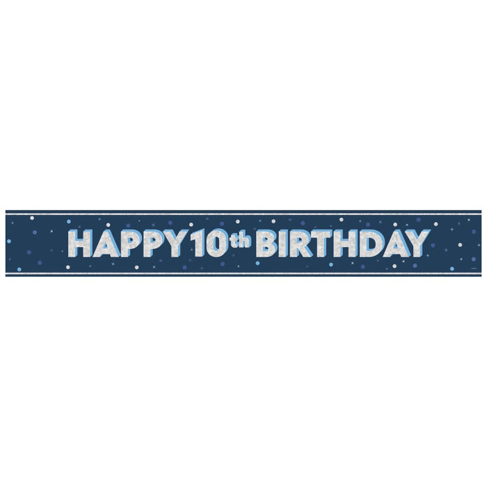 Glitz Blue Age 10 Prism Foil Banner 9 ft