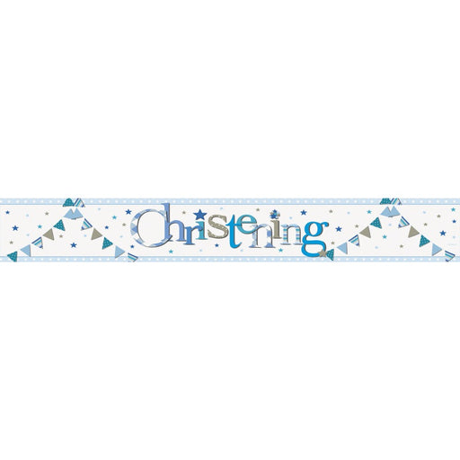 Blue Bunting Christening Foil Banner 9 ft