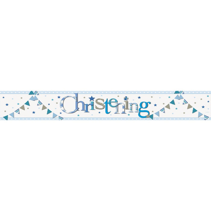 Blue Bunting Christening Foil Banner 9 ft