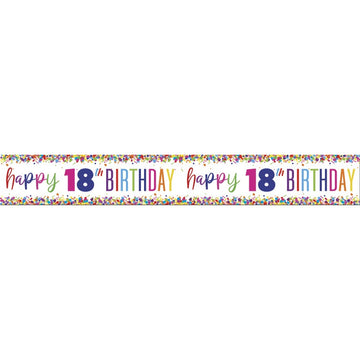 18 Bright Confetti Foil Banner 9 ft