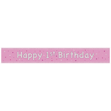Glitz Pink Age 1 Prism Foil Banner 9 ft