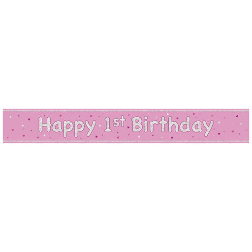 Glitz Pink Age 1 Prism Foil Banner 9 ft