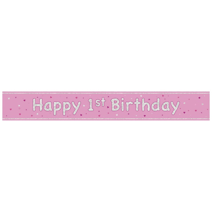 Glitz Pink Age 1 Prism Foil Banner 9 ft