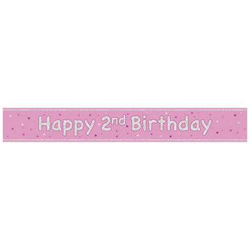 Glitz Pink Age 2 Prism Foil Banner 9 ft