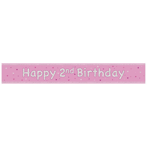 Glitz Pink Age 2 Prism Foil Banner 9 ft