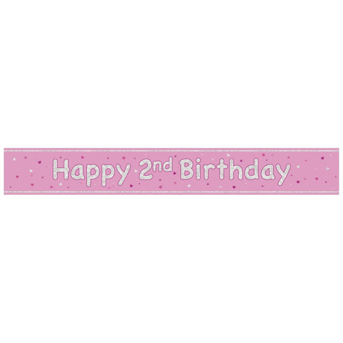 Glitz Pink Age 2 Prism Foil Banner 9 ft