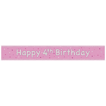 Glitz Pink Age 4 Prism Foil Banner 9 ft