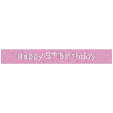 Glitz Pink Age 5 Prism Foil Banner 9 ft
